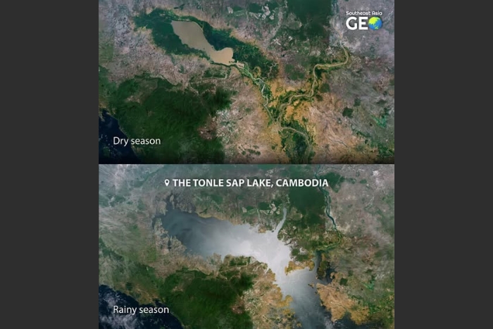 Sự khác nhau rõ rệt của hồ Tonle Sap giữa mùa khô và mùa mưa