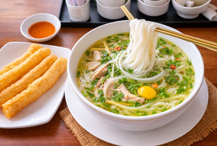 Phở gà Hà Nội: Nước dùng trong, thịt gà mềm ngọt với hương vị thanh nhẹ