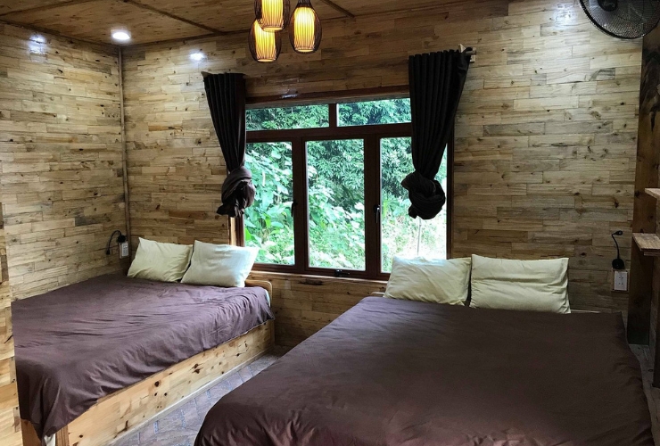 Phòng nghỉ riêng tư, mộc mạc nhưng đầy đủ tiện nghi