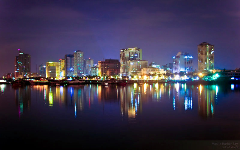 Một góc vịnh Manila lung linh khi đêm xuống